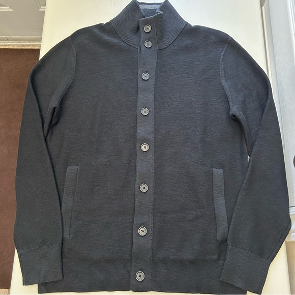 Banana Republic Men's Black Cardigan Cotton Sweater Jacket Size Medium NEW - Picture 13 of 14